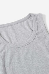 Merry See Düz Renk Kadın Kolsuz Bluz Crop Top Gri - Thumbnail