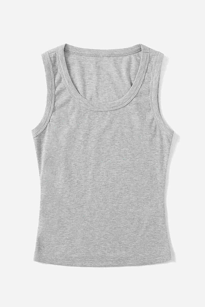 Merry See Düz Renk Kadın Kolsuz Bluz Crop Top Gri - 8