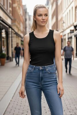 Merry See - Merry See Düz Renk Kadın Kolsuz Bluz Crop Top Siyah (1)