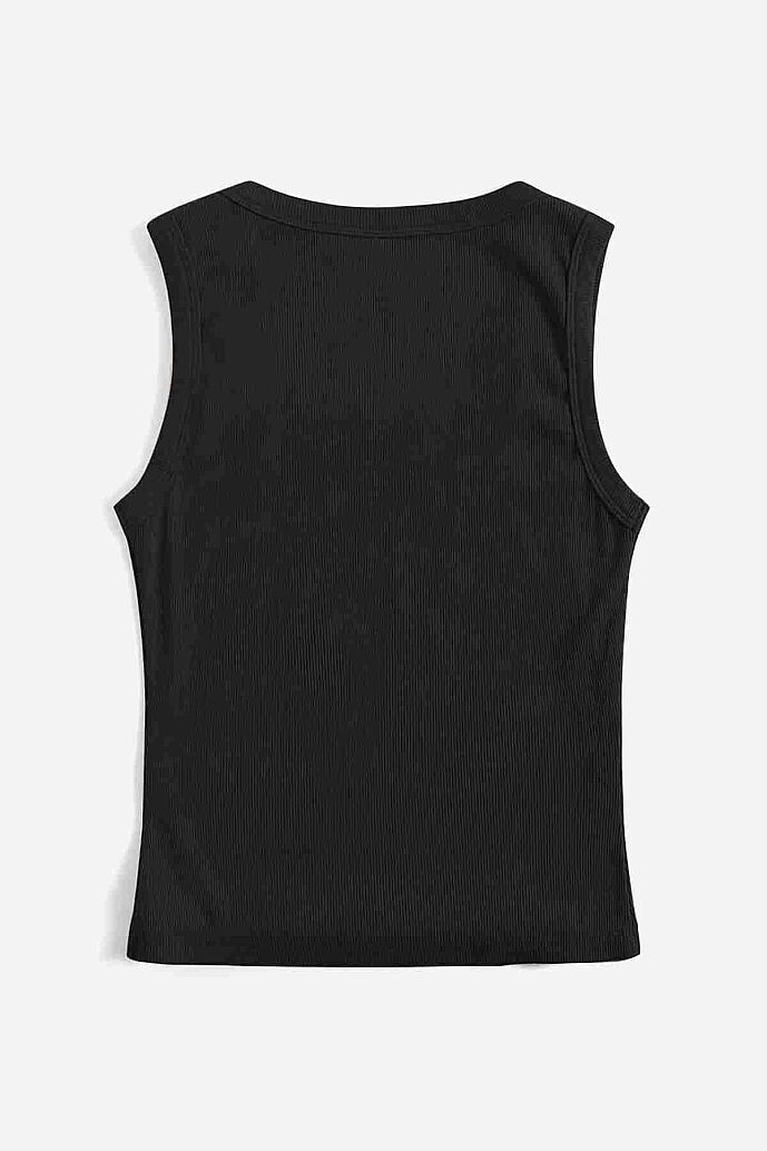 Merry See Düz Renk Kadın Kolsuz Bluz Crop Top Siyah - 6