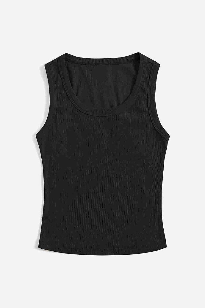 Merry See Düz Renk Kadın Kolsuz Bluz Crop Top Siyah - 7