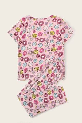 Merry See - Merry See Kısa Kollu Alt Uzun Donut Baskılı Pijama Takımı Çok Renkli (1)