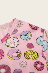 Merry See Kısa Kollu Alt Uzun Donut Baskılı Pijama Takımı Çok Renkli - Thumbnail