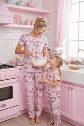 Merry See Kısa Kollu Alt Uzun Donut Baskılı Pijama Takımı Çok Renkli - Thumbnail