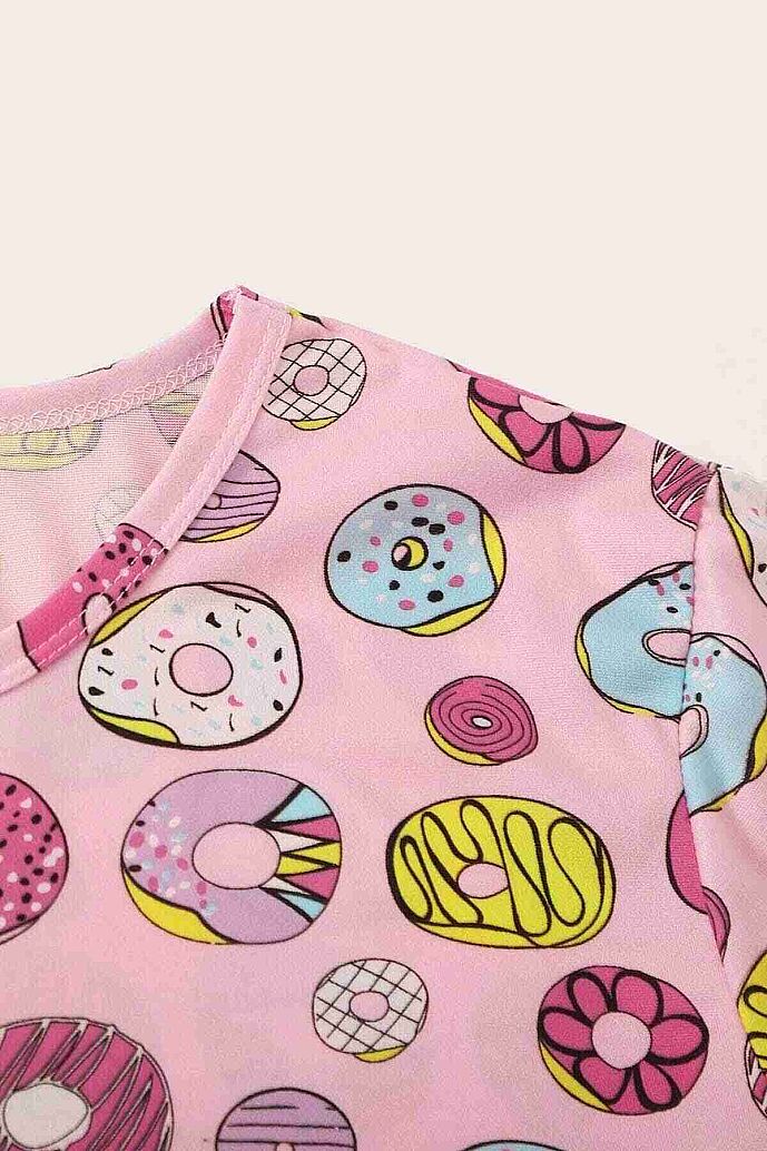 Merry See Kısa Kollu Alt Uzun Donut Baskılı Pijama Takımı Çok Renkli - 7