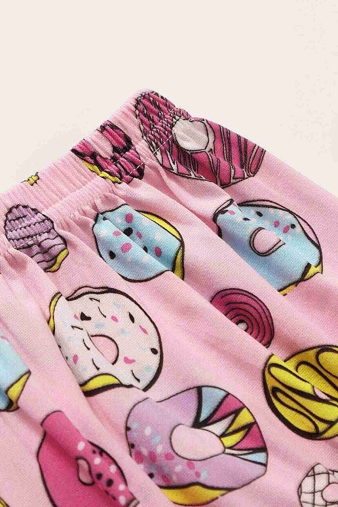 Merry See Kısa Kollu Alt Uzun Donut Baskılı Pijama Takımı Çok Renkli - 8