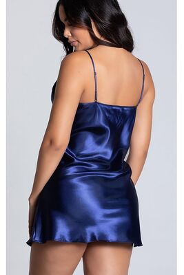 Merry See - Merry See Kısa Saten Gecelik Lacivert (1)