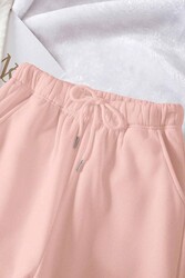 Merry See Lastik Paça Yüksek Bel İçi Şardonlu Özel Kumaş Eşofman Altı Jogger Pembe - Thumbnail