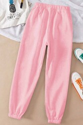 Merry See Lastik Paça Yüksek Bel İçi Şardonlu Özel Kumaş Eşofman Altı Jogger Pembe - Thumbnail