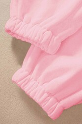 Merry See Lastik Paça Yüksek Bel İçi Şardonlu Özel Kumaş Eşofman Altı Jogger Pembe - Thumbnail