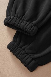 Merry See Lastik Paça Yüksek Bel İçi Şardonlu Özel Kumaş Eşofman Altı Jogger Siyah - Thumbnail