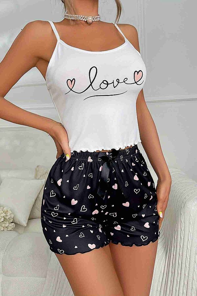 Merry See Love Kalp Baskılı Şortlu Pijama Takımı Çok Renkli - 3