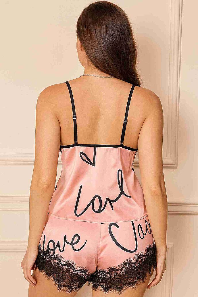 Merry See Love Kalp Baskılı Şortlu Pijama Takımı Pembe - 3