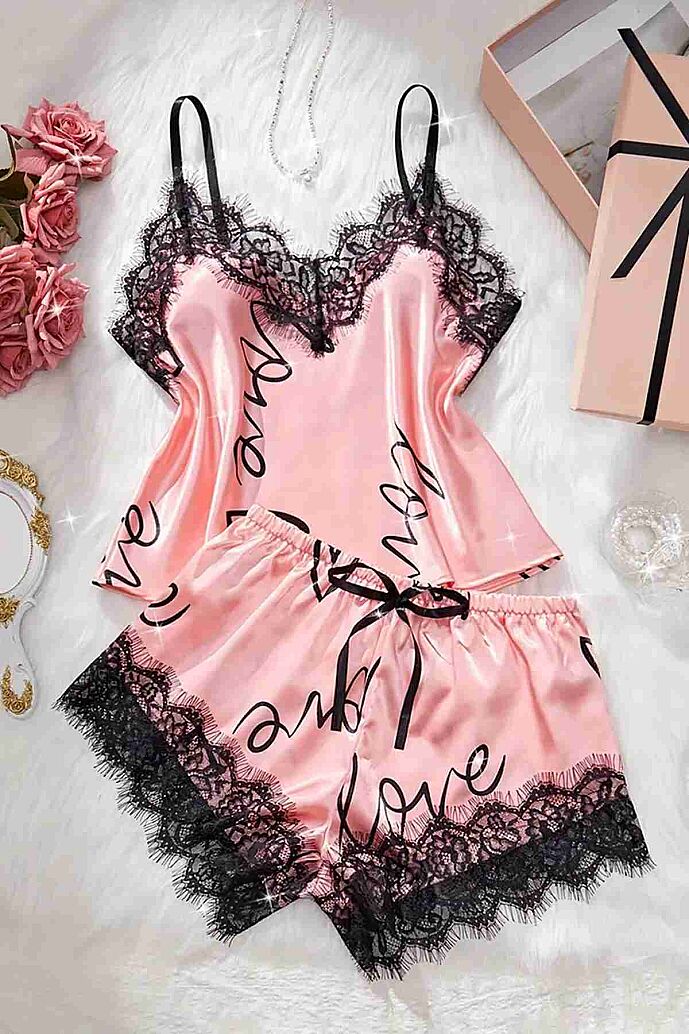 Merry See Love Kalp Baskılı Şortlu Pijama Takımı Pembe - 4