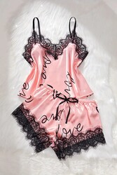 Merry See Love Kalp Baskılı Şortlu Pijama Takımı Pembe - Thumbnail