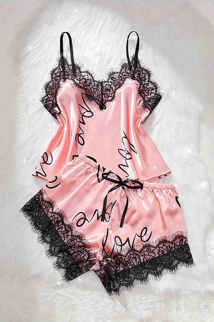 Merry See Love Kalp Baskılı Şortlu Pijama Takımı Pembe - 6