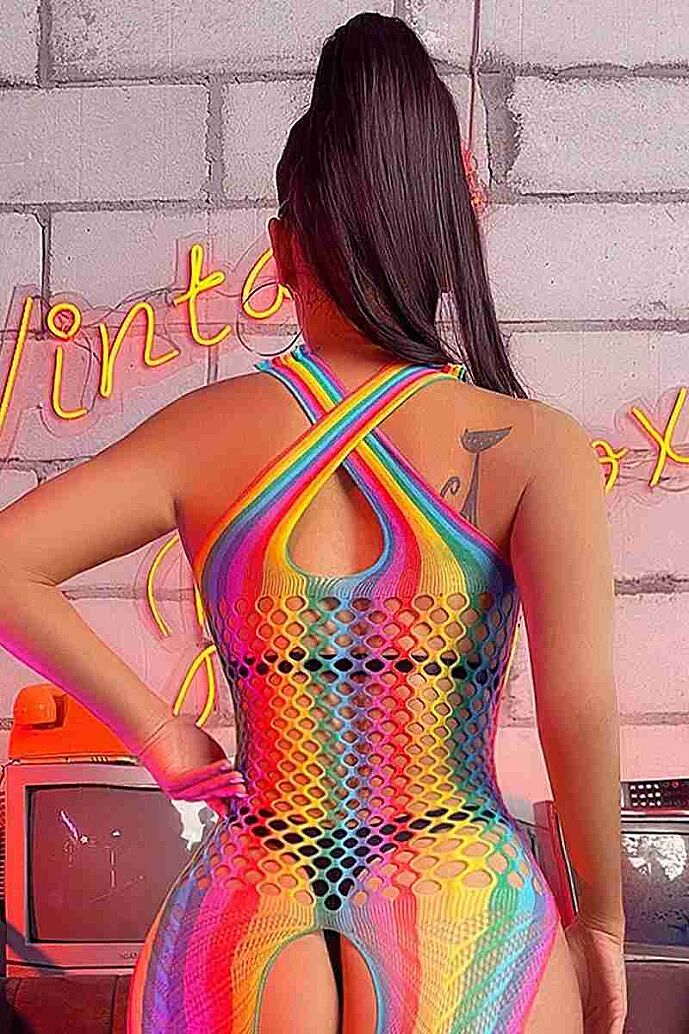 Merry See Neon Renkli Fantezi Vücut Çorabı Çok Renkli - 4