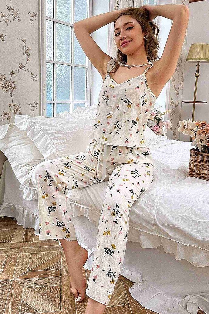 Merry See Özel Örme Kumaş Askılı Pijama Takımı Çok Renkli - 4