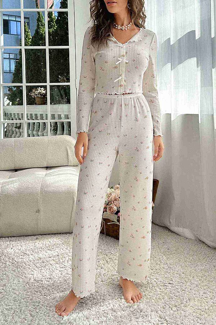 Merry See Özel Örme Kumaş Baskılı Uzun Kollu Pijama Takımı Çok Renkli - 3