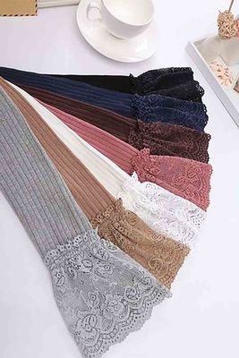 Merry See - Merry See Parfümlü Dantelli Örgü Diz Üstü Jartiyer Çorap Gri (1)