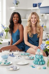 Merry See Saten Şortlu Pijama Takım Mavi - Thumbnail