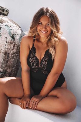 Merry See - Merry See Özel Tasarım Dantelli Body Gecelik Siyah (1)