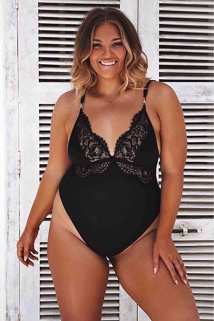 Merry See Özel Tasarım Dantelli Body Gecelik Siyah - 6