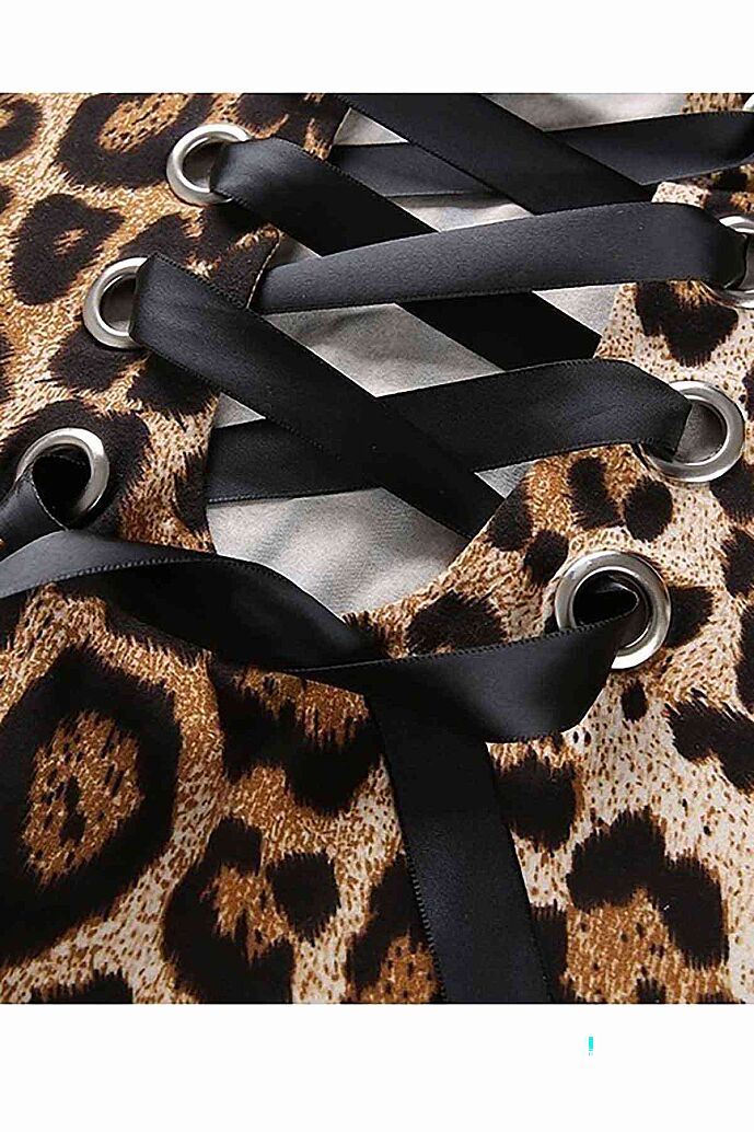 Merry See Sırt Detaylı Leopar Body Gecelik iç giyim Çok Renkli - 8