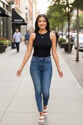 Merry See Tek Renk 1 Adet Kadın Kolsuz Örme Kumaş Bluz Crop Siyah - Thumbnail