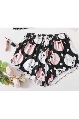 Merry See - Merry See Uyuyan Ayıcık Basklı Şort Çok Renkli