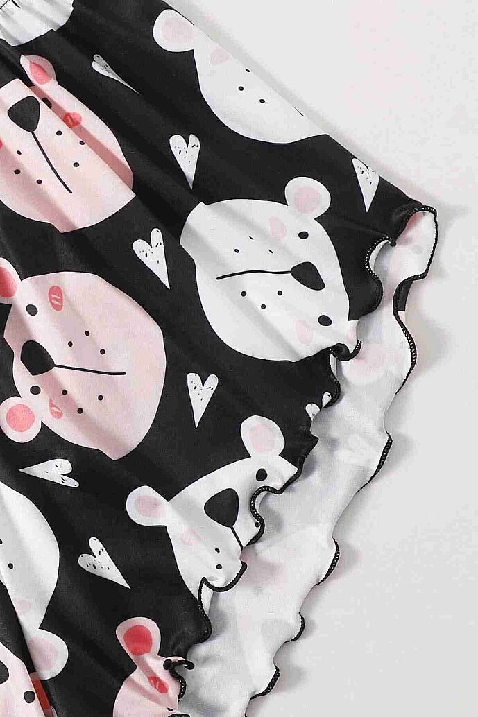 Merry See Uyuyan Ayıcık Basklı Ultrasoft Askılı Sortlu Pijama Takımı Çok Renkli - 8