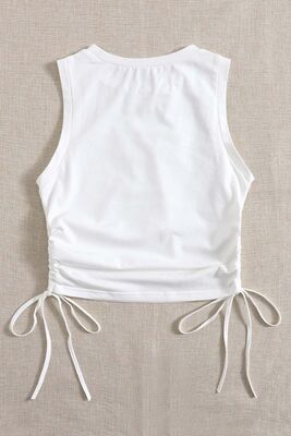 Merry See - Merry See Yanları Büzgülü Kolsuz Bluz Crop Top Atlet Beyaz (1)