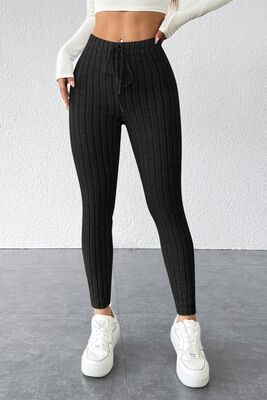 Merry See - Merry See Yüksek Bel Özel Kumaş Tayt Siyah (1)